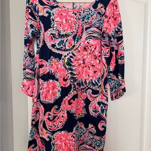 Lilly Pulitzer Pink and Blue Paisley Long Sleeve Dress